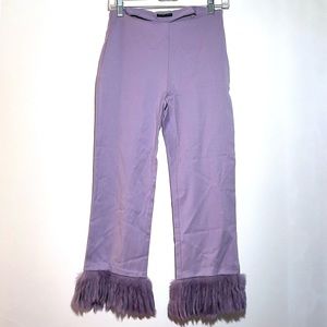 Purple Wool Feather Trim Pants